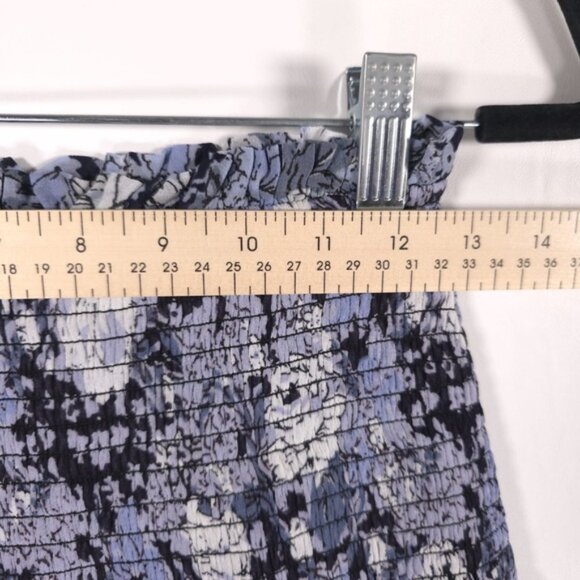 GANNI Blue Floral Georgette Smocked Pull on Lined Mini Skirt Size 34 SMALL‎ - Picture 7 of 13